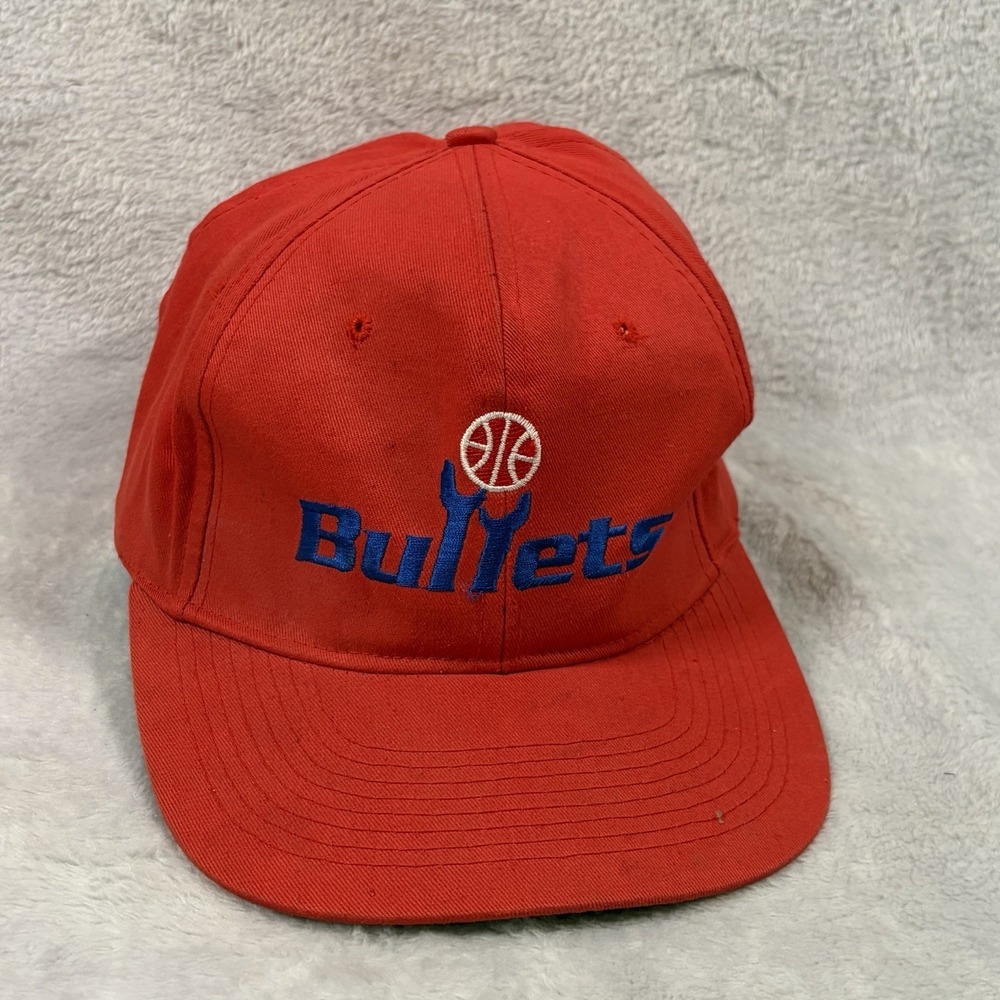Vintage Washington Bullets NBA Snapback Hat Red Embroidered Logo 90s DPE